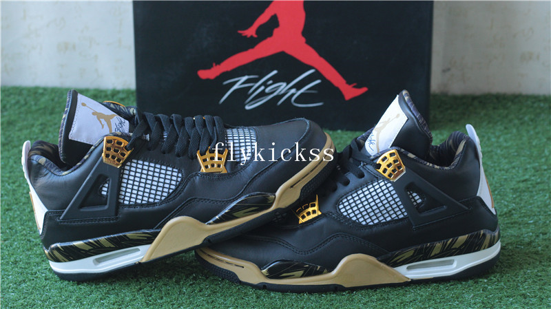 Authentic Air Jordan 4 Black Gold